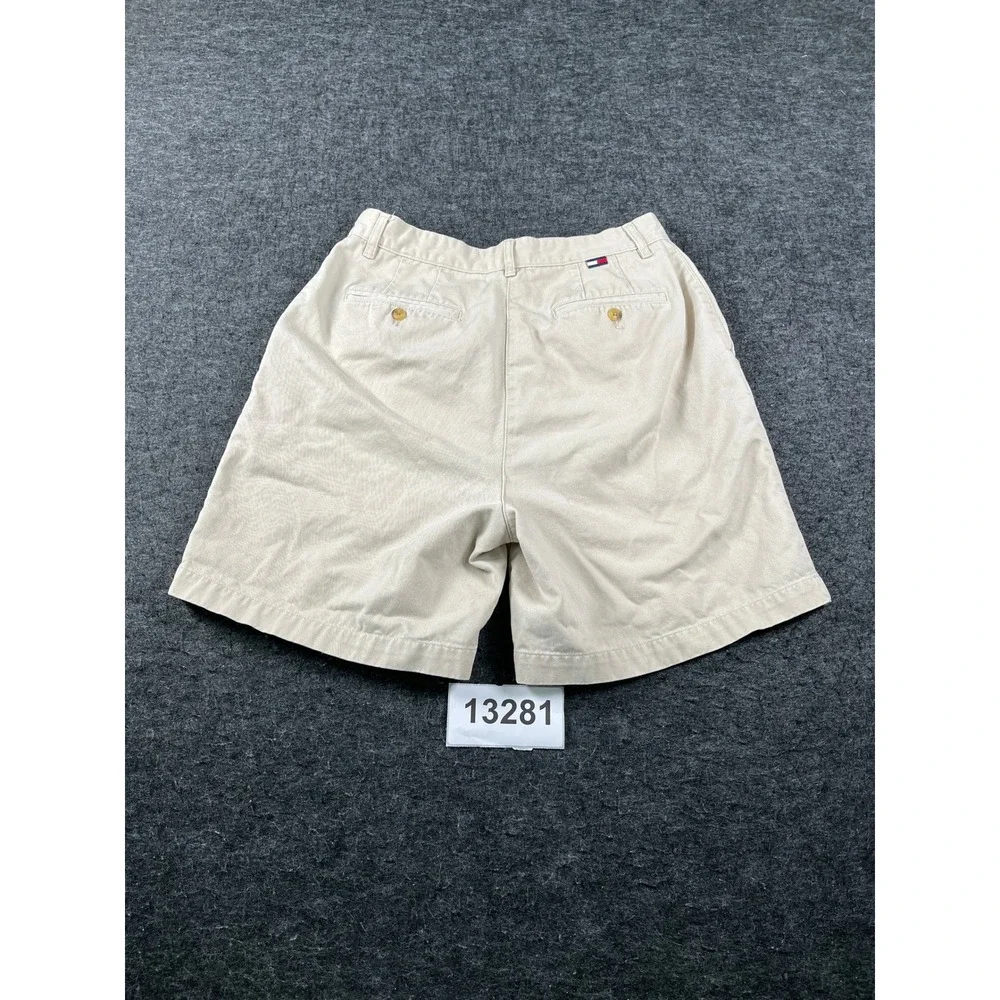 Tommy Hilfiger Chino Shorts Womens 10 Khaki Good Vintage Pleated High Waist